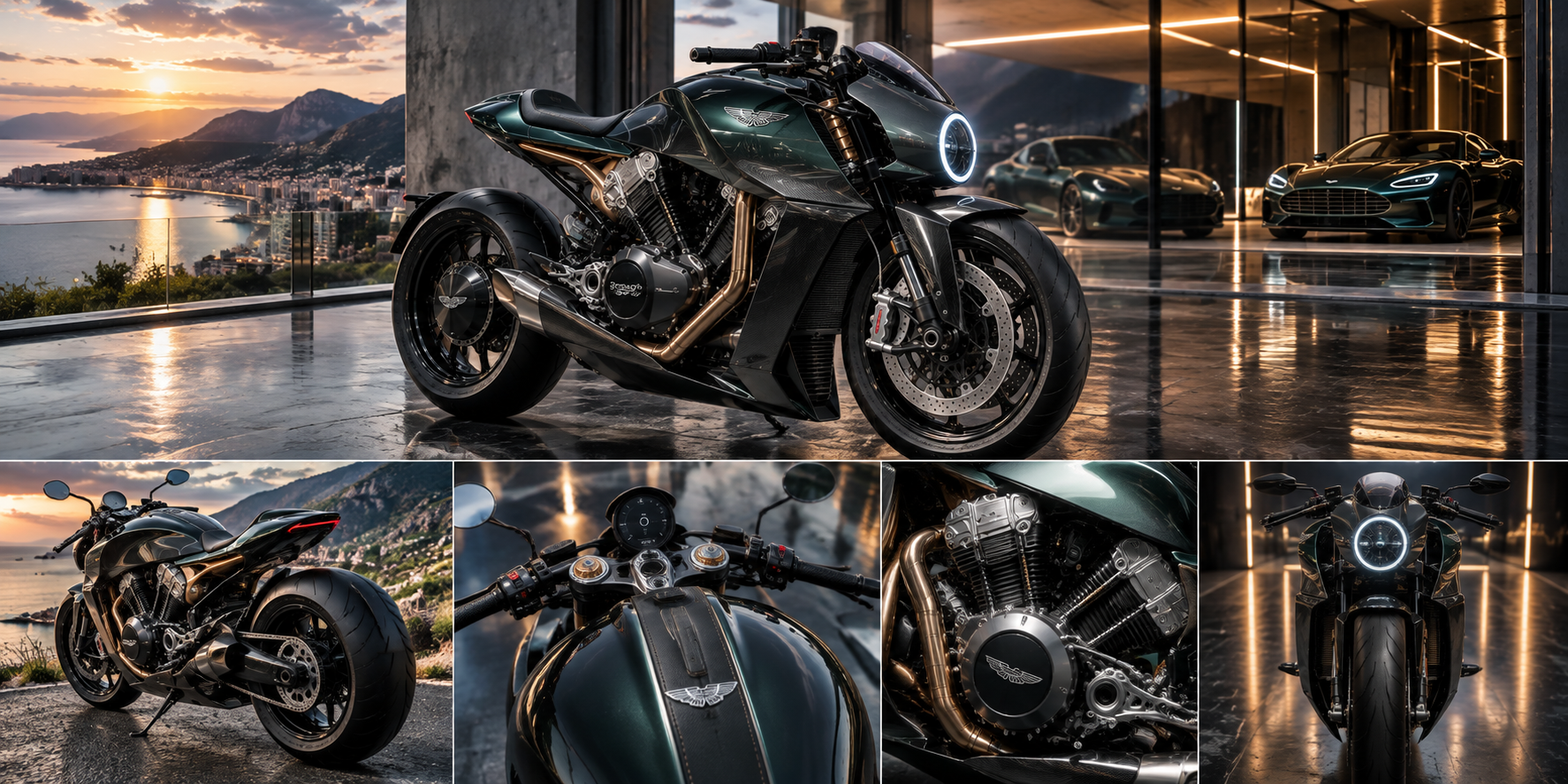 Moge terbaru Aston Martin AMB 002 bermesin 1.000 cc dengan desain roadster dan rangka titanium.